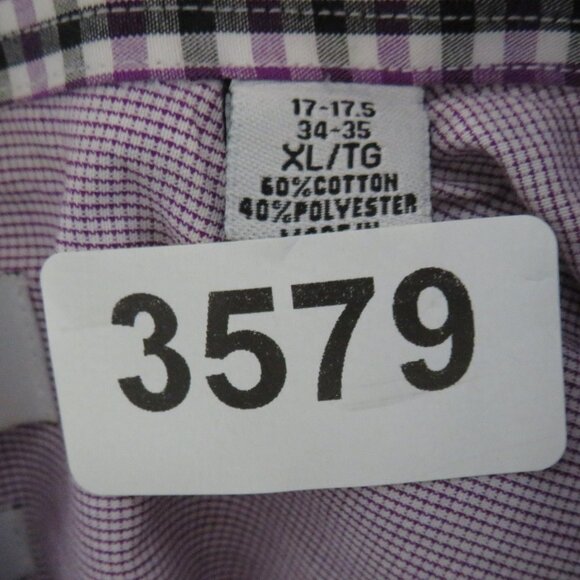 Nick Graham* Men's Long Sleeve Button Down Curved Hem Plaid Dress Shirt~ Size XL - Picture 4 of 10